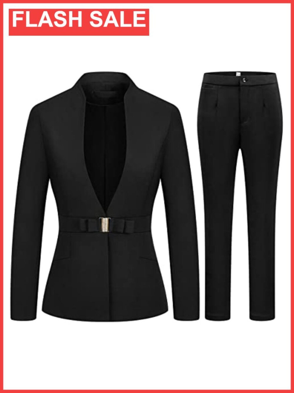 Women's 2 piece business pant suit set poly span